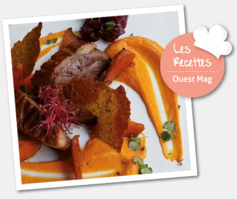 Magret de canard, courge butternut à la lavande, chutney de betterave